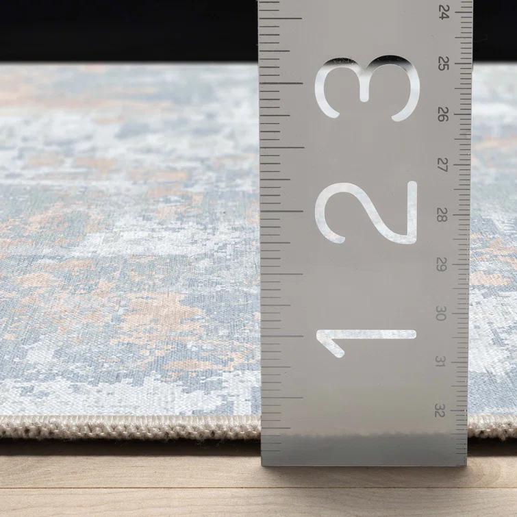 Nuzzo Marrakech Mid-Century Modern Brushstroke Flat-Weave Blue Coral Area Rug