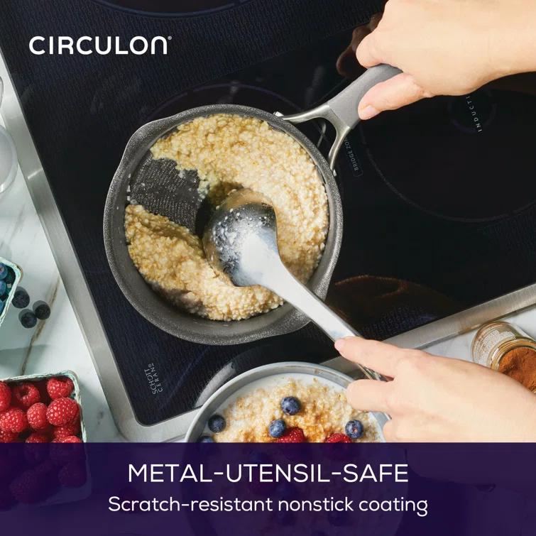 Circulon ScratchDefense with ScratchDefense Nonstick Induction Straining Sauce Pan with Lid