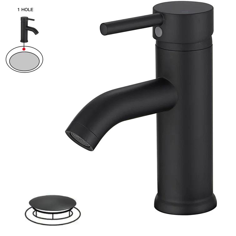 Single-Hole Single-handle Bathroom Faucet with Drain Assembly