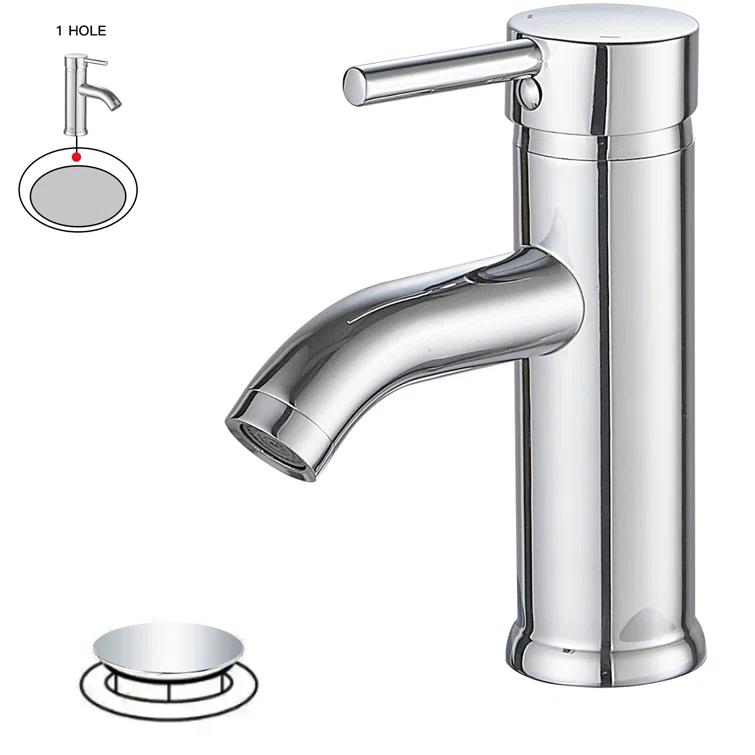 Single-Hole Single-handle Bathroom Faucet with Drain Assembly