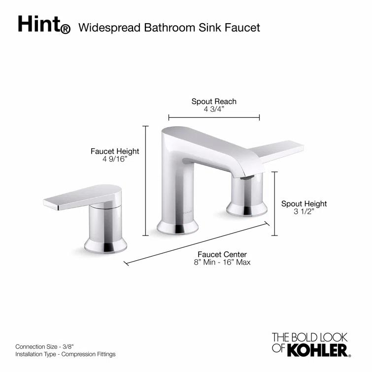 Kohler ® Hint ® Widespread Brushed Nickel Bathroom Sink Faucet