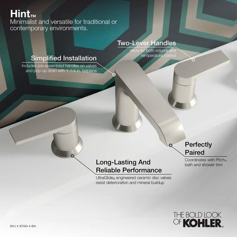 Kohler ® Hint ® Widespread Brushed Nickel Bathroom Sink Faucet
