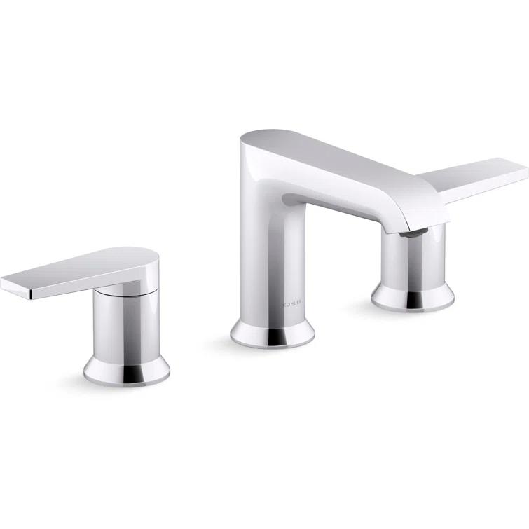 Kohler Hint Widespread Bathroom Faucet with Pop-Up Drain Assembly, 3 Hole 2-Handle Bathroom Sink Faucet, 1.2 gpm