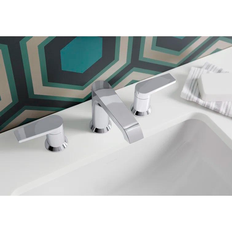 Kohler Hint Widespread Bathroom Faucet with Pop-Up Drain Assembly, 3 Hole 2-Handle Bathroom Sink Faucet, 1.2 gpm