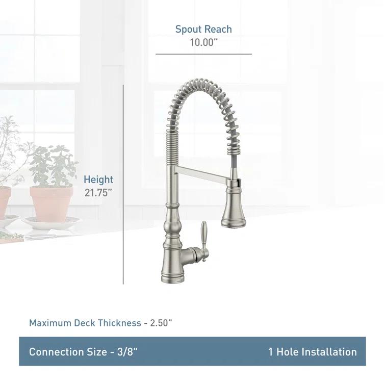 Moen Weymouth MotionSense Wave Single Handle Pre-Rinse Spring Pulldown Kitchen Faucet