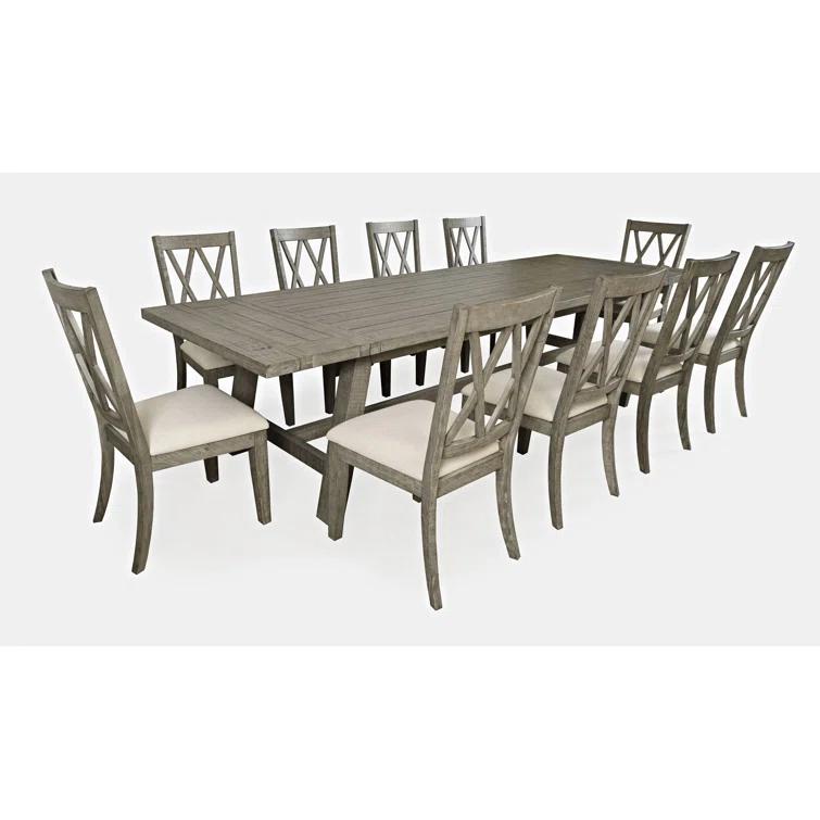 Fahrettin - Person Extendable Pine Solid Wood Solid Wood Top Trestle Dining Set