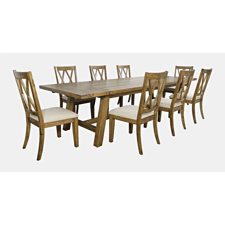 Fahrettin - Person Extendable Pine Solid Wood Solid Wood Top Trestle Dining Set