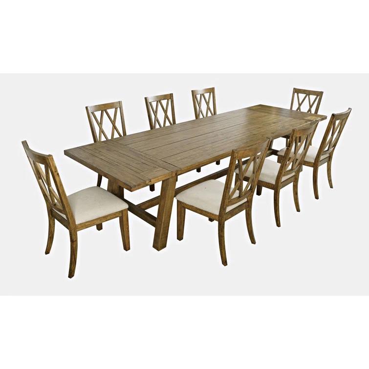 Fahrettin - Person Extendable Pine Solid Wood Solid Wood Top Trestle Dining Set