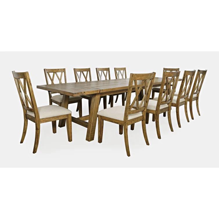 Fahrettin - Person Extendable Pine Solid Wood Solid Wood Top Trestle Dining Set