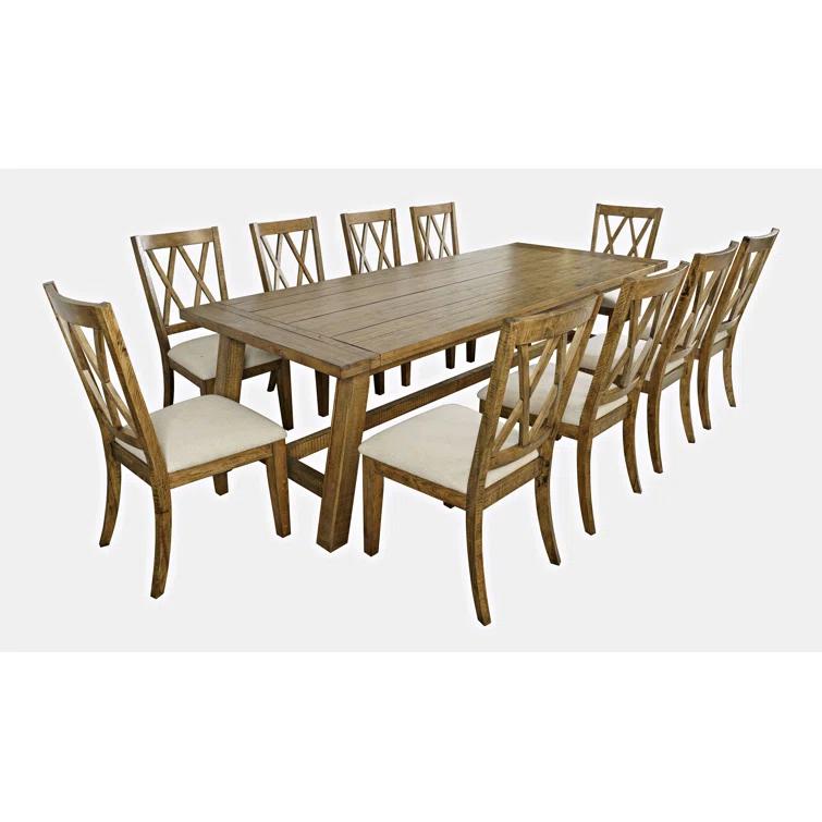 Fahrettin - Person Extendable Pine Solid Wood Solid Wood Top Trestle Dining Set