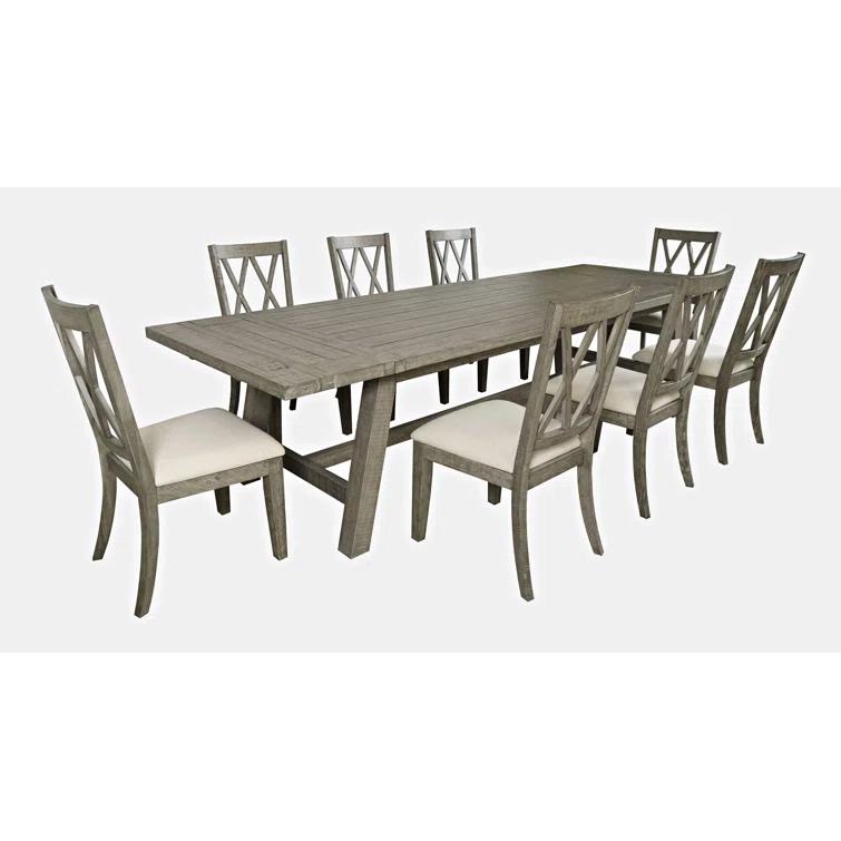 Fahrettin - Person Extendable Pine Solid Wood Solid Wood Top Trestle Dining Set