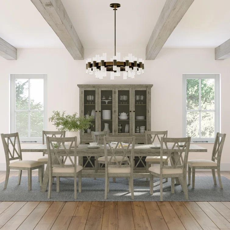 Fahrettin - Person Extendable Pine Solid Wood Solid Wood Top Trestle Dining Set