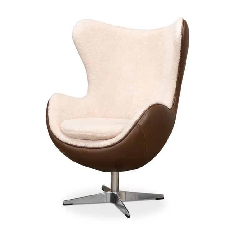 Sarreid Ltd Jacobean 34 inches Wide Top Grain Leather Balloon Chair | Wayfair