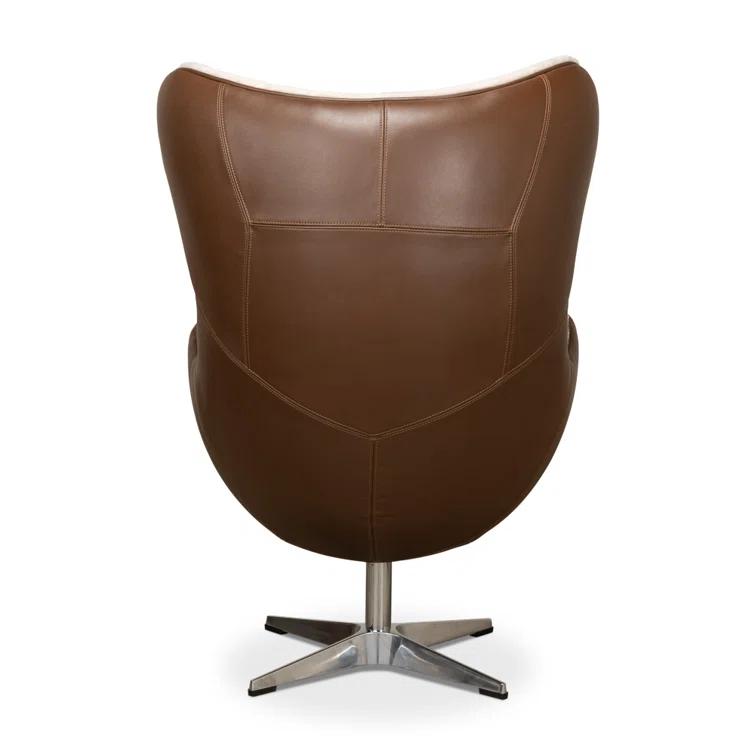 Sarreid Ltd Jacobean 34 inches Wide Top Grain Leather Balloon Chair | Wayfair