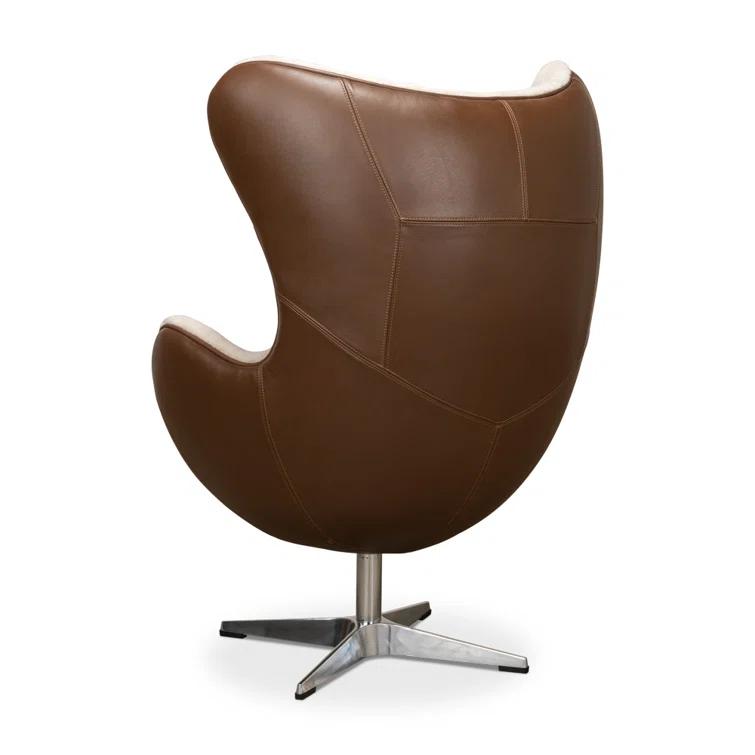 Sarreid Ltd Jacobean 34 inches Wide Top Grain Leather Balloon Chair | Wayfair