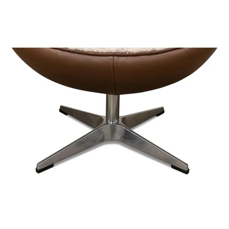 Sarreid Ltd Jacobean 34 inches Wide Top Grain Leather Balloon Chair | Wayfair