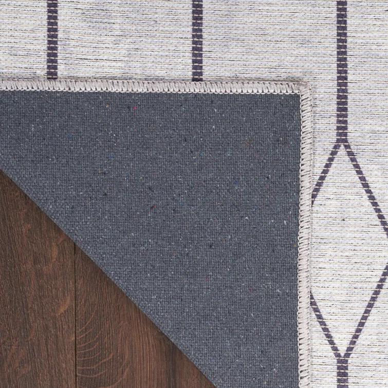 Pymble Geometric Machine Washable Area Rug in Ivory/Grey