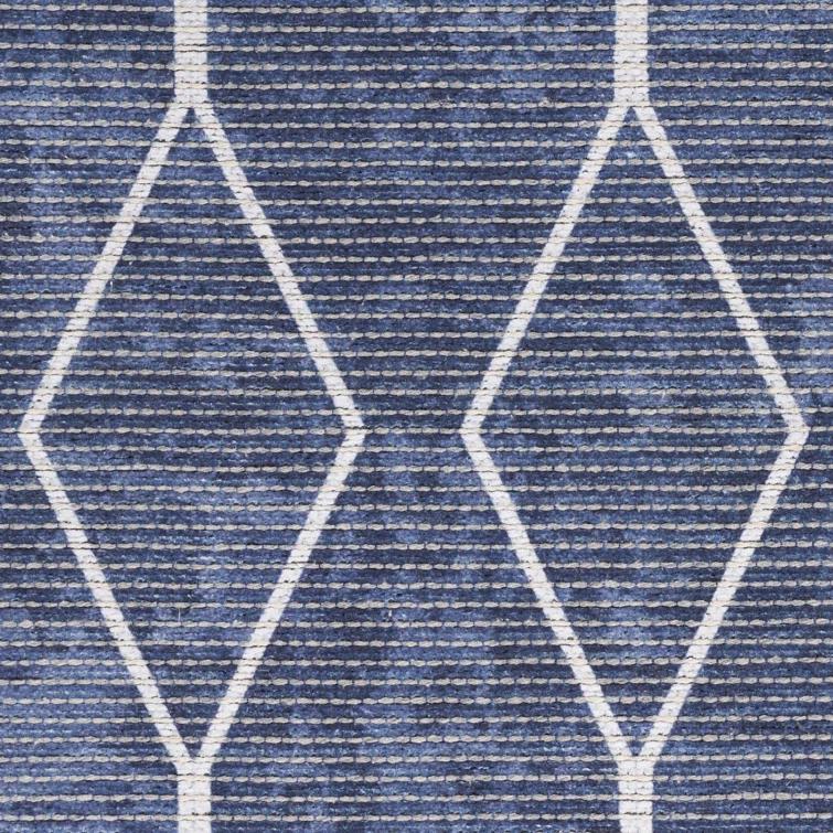 Pymble Geometric Machine Washable Area Rug in Navy Blue