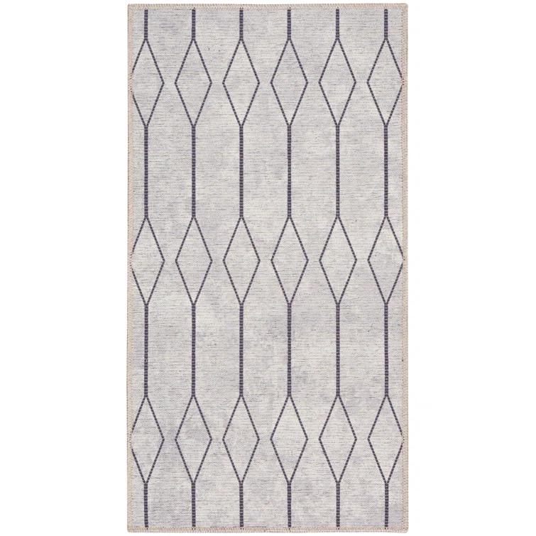 Pymble Geometric Machine Washable Area Rug in Ivory/Grey