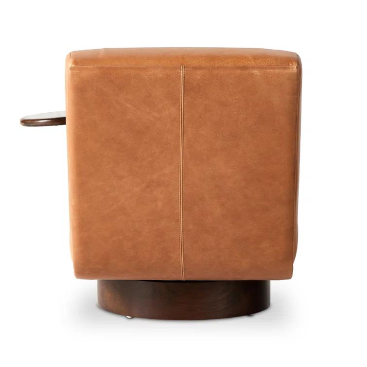 Bronwyn Almond Genuine Leather Swivel Side Chair