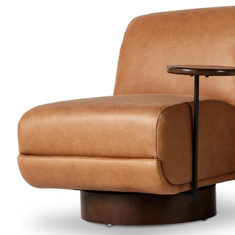Bronwyn Almond Genuine Leather Swivel Side Chair