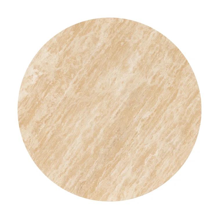 Voss Round Side Table - Natural and White Marble