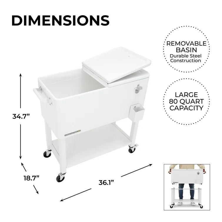 Permasteel 80-Qt Outdoor Patio Cooler with Removable Basin