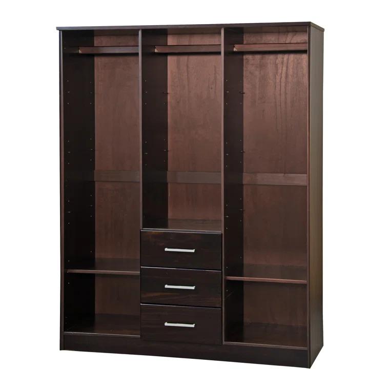 Wade Logan® Aveah 100% Solid Wood 3-door Wardrobe Armoire with Mirrored Door