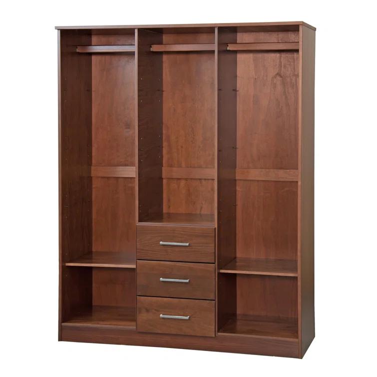 Wade Logan® Aveah 100% Solid Wood 3-door Wardrobe Armoire with Mirrored Door