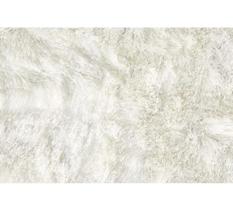 Freya White Rectangular Handcrafted Shag Rug