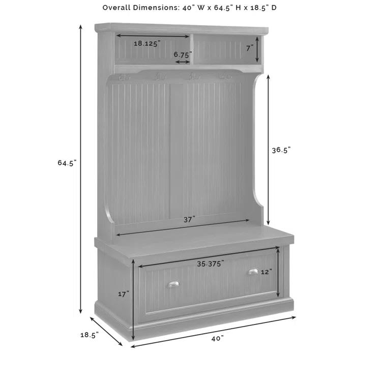Seaside Hall Tree 40'' Wide with Bench and Shoe Storage