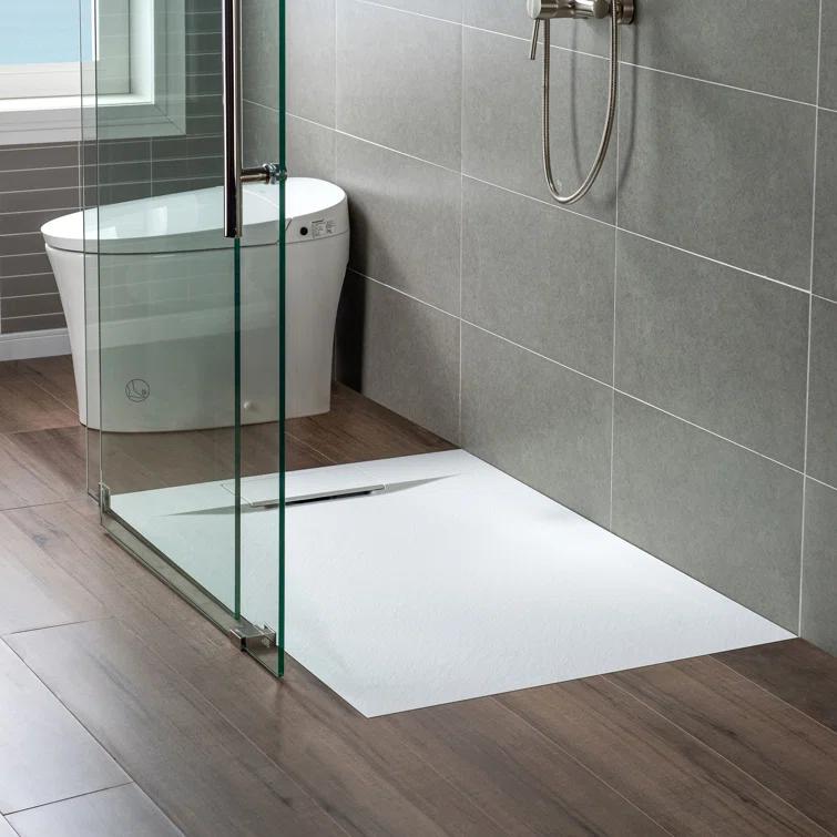 47.25" W x 35.4" D Solid Surface Rectangular Shower Base, Non-Slip, Low-Profile, Curbless, Wheelchair Accessible