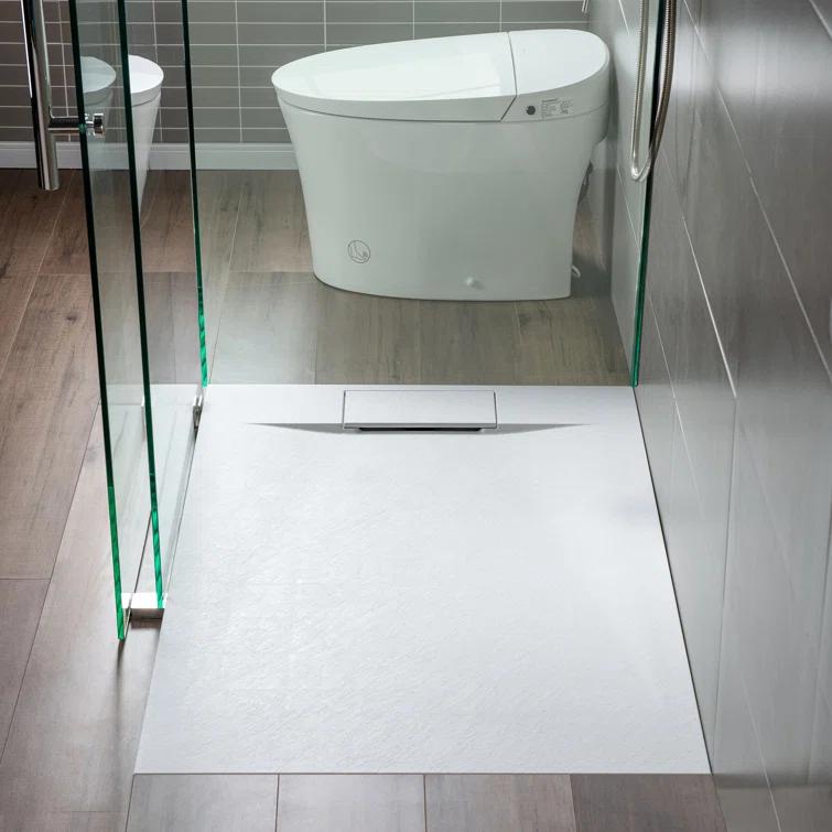 47.25" W x 35.4" D Solid Surface Rectangular Shower Base, Non-Slip, Low-Profile, Curbless, Wheelchair Accessible