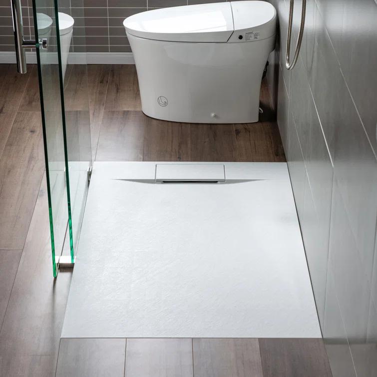 47.25" W x 35.4" D Solid Surface Rectangular Shower Base, Non-Slip, Low-Profile, Curbless, Wheelchair Accessible