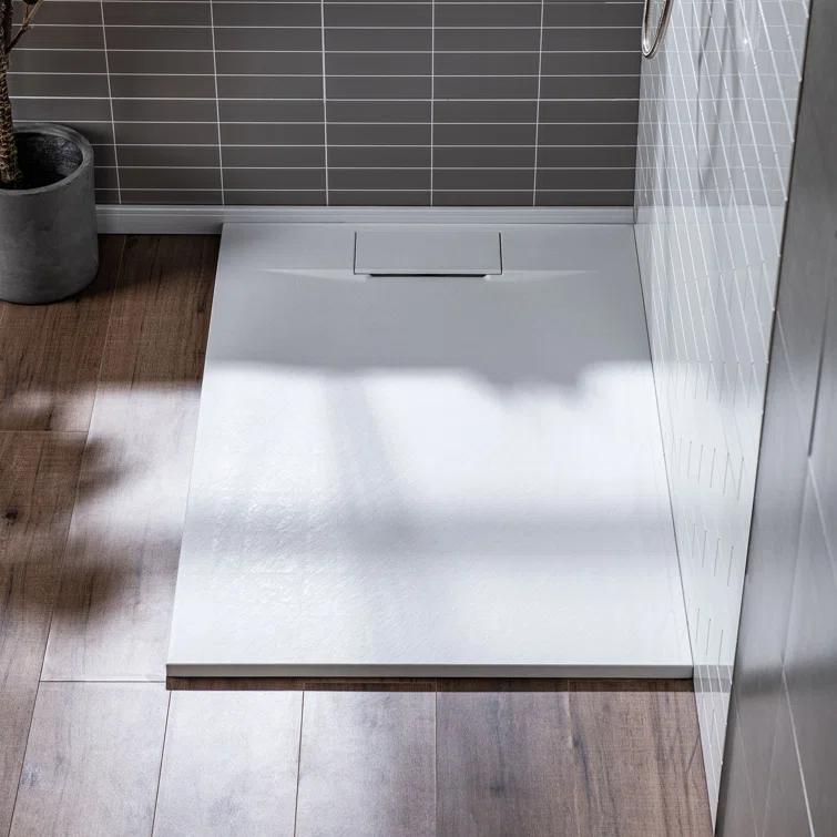 47.25" W x 35.4" D Solid Surface Rectangular Shower Base, Non-Slip, Low-Profile, Curbless, Wheelchair Accessible