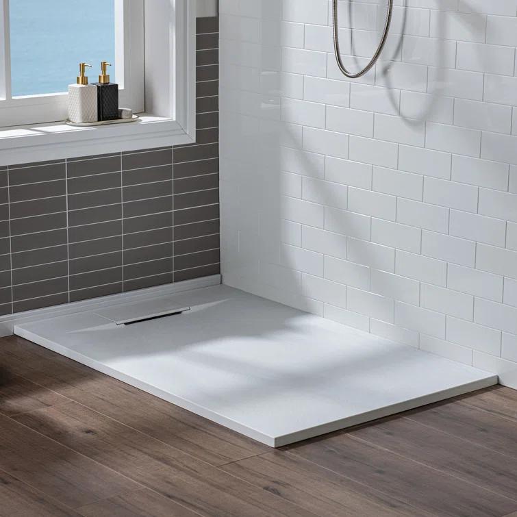 47.25" W x 35.4" D Solid Surface Rectangular Shower Base, Non-Slip, Low-Profile, Curbless, Wheelchair Accessible