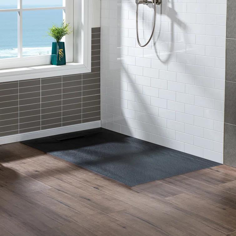 47.25" W x 35.4" D Solid Surface Rectangular Shower Base, Non-Slip, Low-Profile, Curbless, Wheelchair Accessible