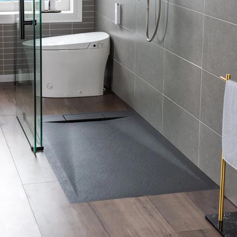 47.25" W x 35.4" D Solid Surface Rectangular Shower Base, Non-Slip, Low-Profile, Curbless, Wheelchair Accessible