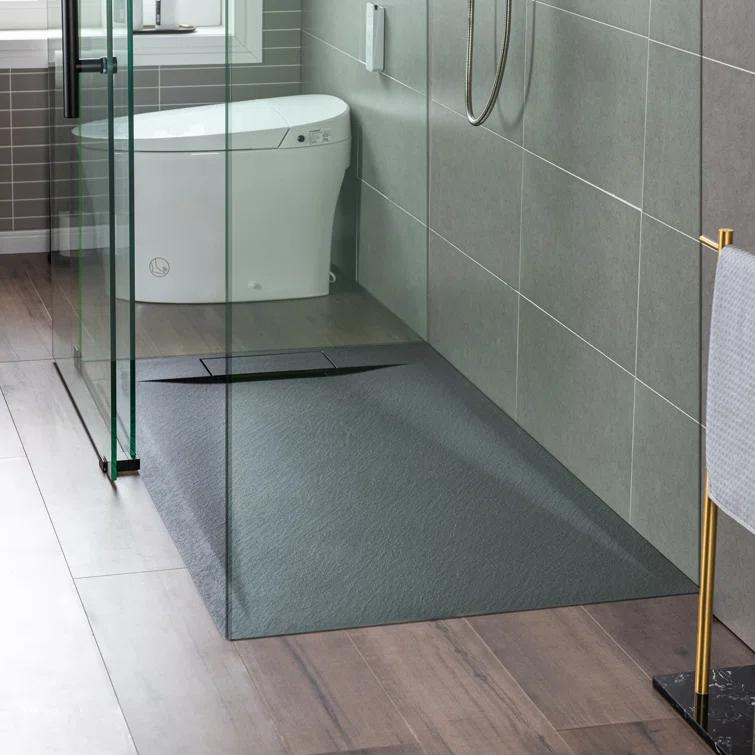 47.25" W x 35.4" D Solid Surface Rectangular Shower Base, Non-Slip, Low-Profile, Curbless, Wheelchair Accessible