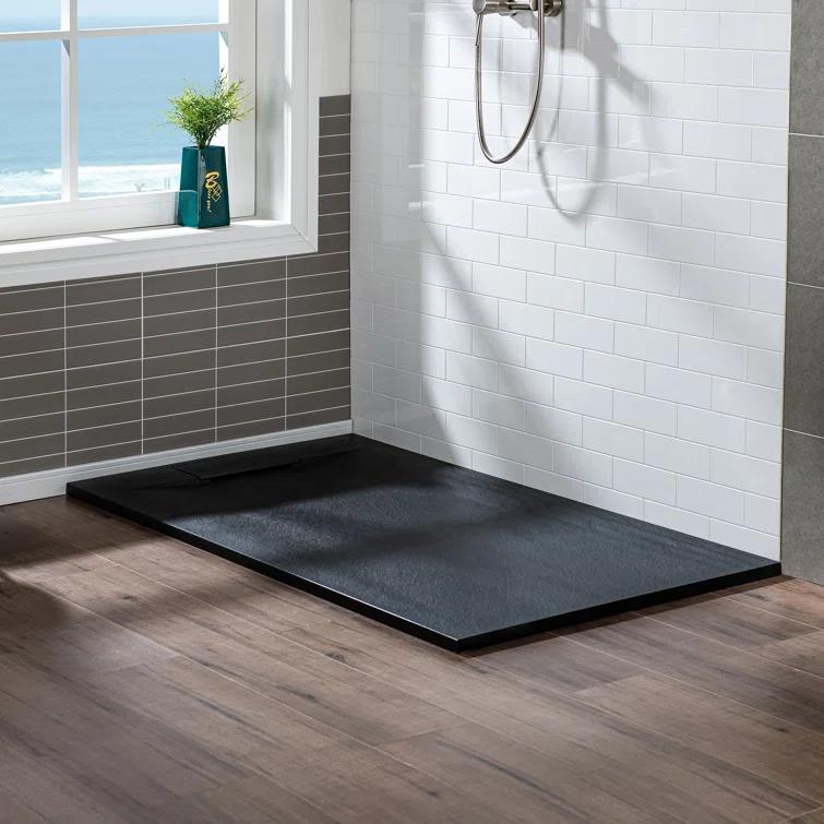 47.25" W x 35.4" D Solid Surface Rectangular Shower Base, Non-Slip, Low-Profile, Curbless, Wheelchair Accessible