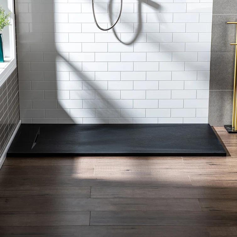 47.25" W x 35.4" D Solid Surface Rectangular Shower Base, Non-Slip, Low-Profile, Curbless, Wheelchair Accessible