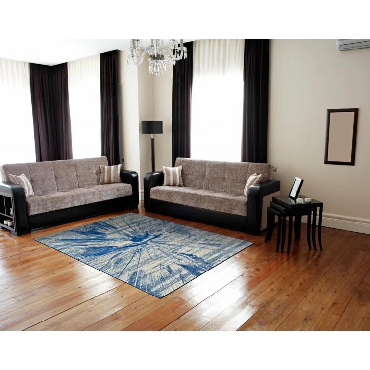 Wrought Studio™ Aveneil Abstract Cobalt Area Rug