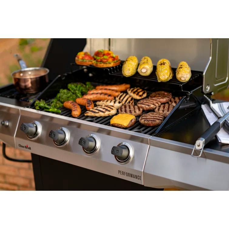 Charbroil Performance Series 4-Burner Propane Gas Grill Cart with Side Burner