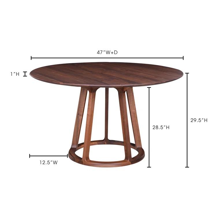 Elegant Mid-Century Modern Walnut Round Dining Table for Four