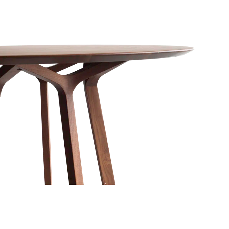 Elegant Mid-Century Modern Walnut Round Dining Table for Four