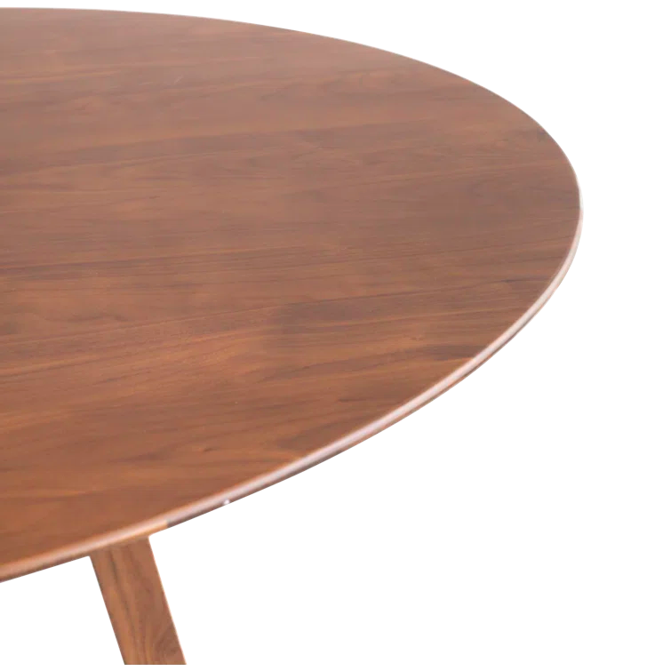 Elegant Mid-Century Modern Walnut Round Dining Table for Four
