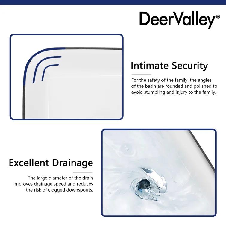 DeerValley Ace 15'' White/Black Square Ceramic Vessel Bathroom Sink