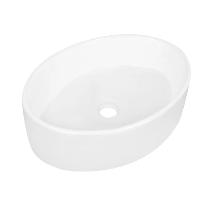 DeerValley 19.7'' x 14'' White Oval Vitreous China Vessel Bathroom Sink