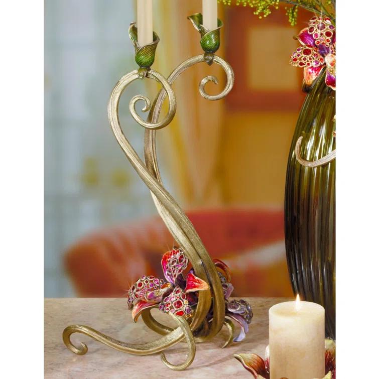 Jay Strongwater 21.5'' H Pewter Tabletop Candlestick