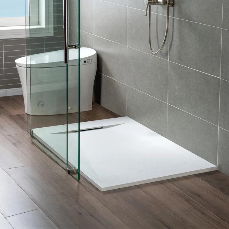 47.25" W x 35.4" D Solid Surface Rectangular Shower Base, Non-Slip, Low-Profile, Curbless, Wheelchair Accessible